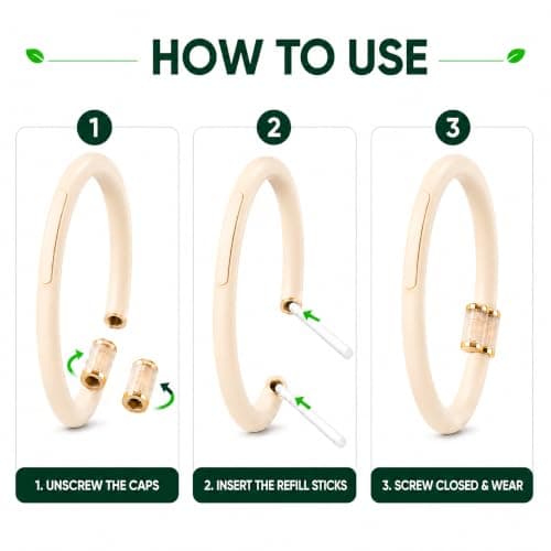 900 Hour Mosquito Repellent Bracelet with 10 Citronella Refills, Waterproof DEET-Free Insect Repellent Wristband, Reusable Anti Mosquito Bracelet for Adults, Kids, Travel, Camping & Garden (Beige) — view 6