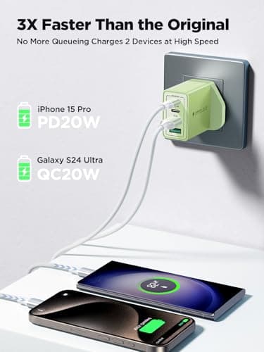 USB C Plug,USB C Charger Plug Dual Port PD Power Adapter + QC Mains Wall Chargers Type C Charger Plug for iPhone 16 15 14 13 12 Pro Max 8 — view 3
