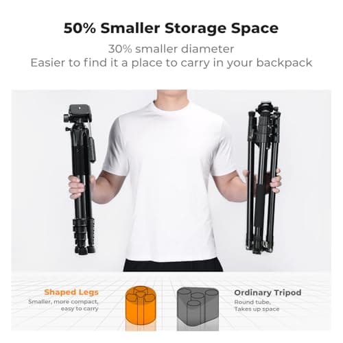 K&F CONCEPT 75"/190cm Compact Camera Tripod, Load Capacity 8kg — view 2