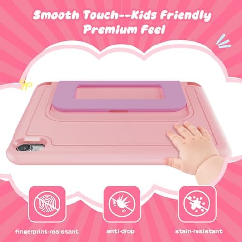 INFILAND Kids Case for iPad Mini 7 2024 (A17 Pro), iPad Mini 6 Case(8.3 Inch 2021 Model), iPad Mini 7th/6th Generation Case with Durable Soft Shockproof Stand and Handle (Pink-Purple) — view 5