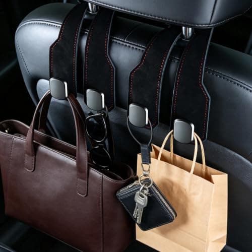 2Pcs Leather Car Seat Headrest Hooks - Organiser Suitable for Bags, Purses — view 4