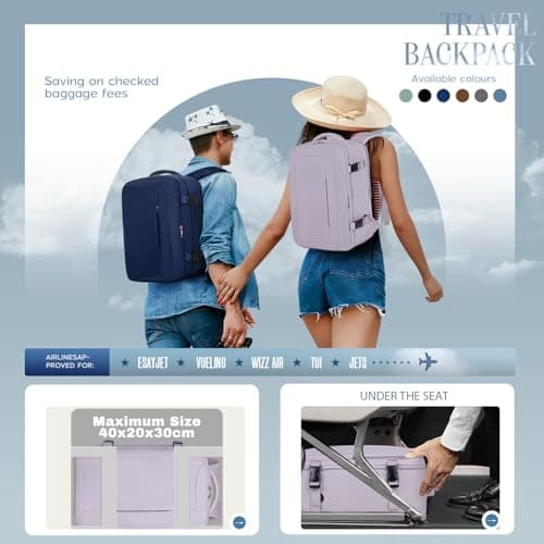 Xkdoai for Ryanair Cabin Bags 40x30x20,Backpack with TSA Approved Clear Bag — view 2