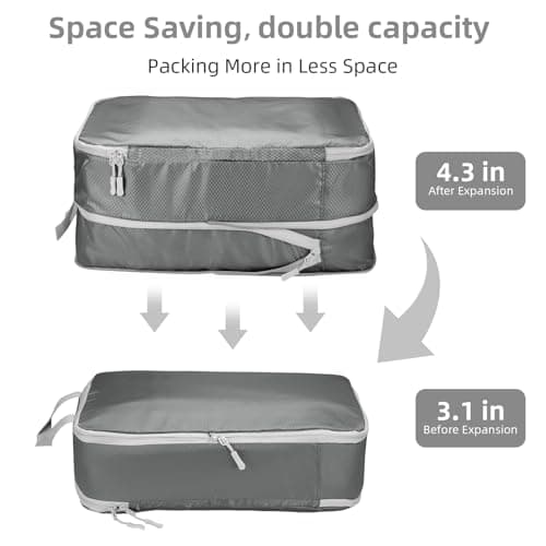 Compression Packing Cubes, Travel Storage Bag, Suitcase Organizer Bags, Carry On Luggage (Grey, Set of 7) — view 4