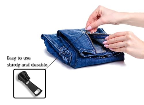 SHSMPXOY 12 Pcs Zipper Pull Replacement Detachable Zip Repair Kit #3#5#8 Sizes Zips Removable Metal Zipper Pulls Extension Sewing Supplies for Repair Clothes Jeans Jacket Backpack Luggage (B-Black) — view 5