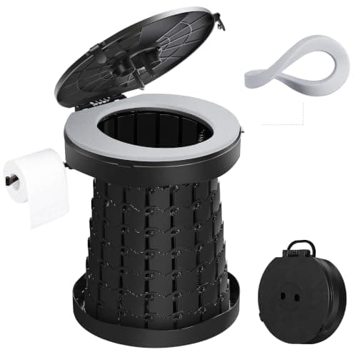 TRIPTIPS Upgrade Retractable Portable Toilet Foldable Height Adjustable Travel Toilet for Car Camping Toilet Portable Potty for Adults and Kids, Portable Toilet for Camping, XL Size (Carbon-16'')