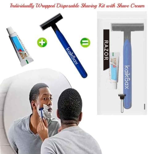 10Pack Individually Wrapped Travel Disposable Razors Kit With Shave Cream; Hotel Guest Private Care Manual Razor Toiletries Amenities;Multipurpose Bulk Shaving Razor Set for Home Hotel Travel — view 2