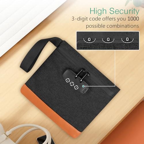 ORIA Lockable Money Bag, PU Leather Travel Pouch, Black — view 5