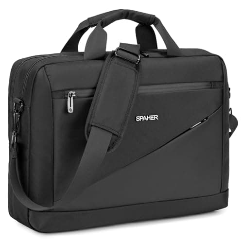 SPAHER 15,6 Inch Mens Laptop Bag Briefcase for Men Women Large Business Work Laptop Handbag Shoulder Office Bag for Mens Laptop Messenger Bag with Removable Shoulder Strap Black