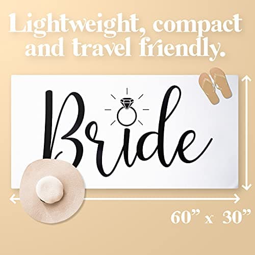 Ethisa Bride Beach Towel for Honeymoon and Bachelorette Party - Classic Design for Beach Bachelorette Party - Mrs Beach Towel for Bride To Be - Just Married Beach Wedding and Engagement Gift - 60"x30" — view 5