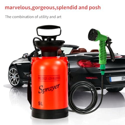 5L Pump Action Pressure Sprayer Portable Camping Shower, For Garden Travel Hiking Climbing Summer Bathing, Car Truck Outdoor Washing Dog Pet Cleaning (WHITE) — view 5