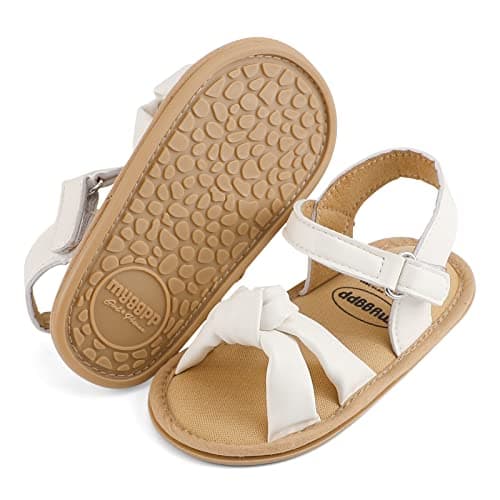 LACOFIA Baby Girls Sandals Infant Summer Shoes Anti-Slip First Walking Shoes White 3-6 Months — view 2
