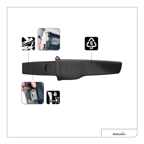 Hultafors Craftsman's knife RFR GH I All-purpose knife with non-slip Santoprene® handle and German high-grade stainless steel blade I Including holster and holder for working trousers I 380260 — view 4