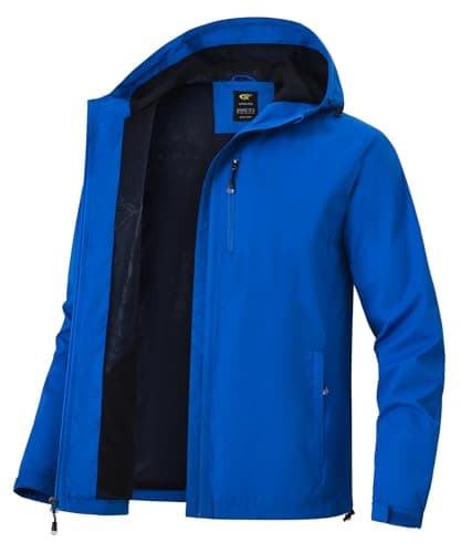 Huayuzh Mens Waterproof Jacket Men's Outdoor Jackets Lightweight Rain Coat Packable Windproof Softshell Hiking Camping Blue L — view 2