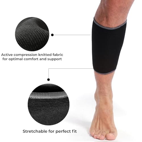 Neotech Care Calf Support Sleeve - Elastic & Breathable Knitted Fabric - Medium Compression (Black Colour, Size L, 1 Unit) — view 4