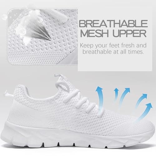 ZGPWZWL Traniers for Womens Lightweight Running Shoes Comfortable Laides Walking Fitness Workout Sneakers White Womens Size UK 6 — view 6
