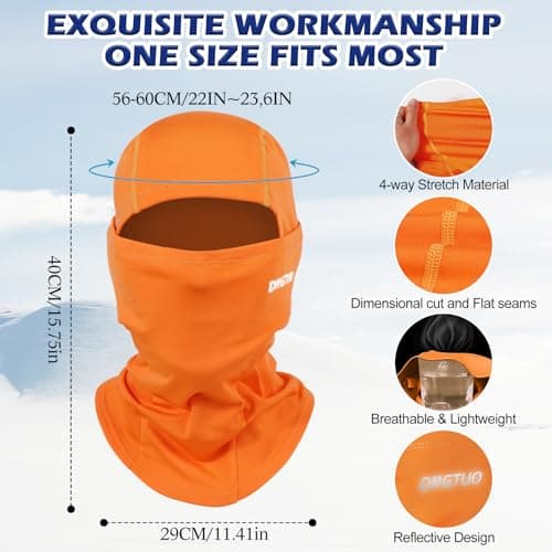 AYPOW Balaclava Winter Thermal Ski Mask, Windproof Face Mask with Warm Fleece Lined Motorcycle Bicycle Balaclava Ski Snood Neck Warmer Unisex for Outdoor Sports Skiing Snowboarding Orange — view 3