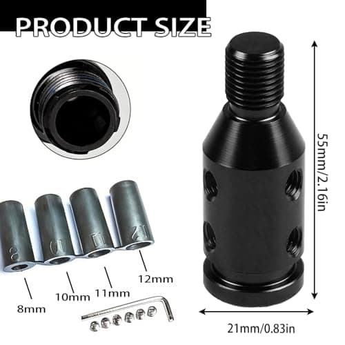 Yiranfuyao M12x1.25 Universal Car Gear Shift Knob Adapter, Upgraded Aluminum Gear Stick Shifter Adapter with 4 Fittings for Non Threaded Shifter — view 2