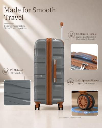 Kono Medium Suitcase 24 Inch, Durable Checked Luggage for Holiday Travel — view 4