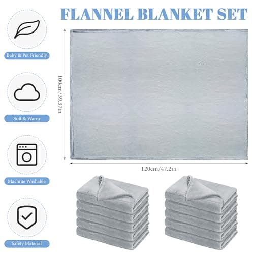 10 Pack Nursery Cot Blanket, 100 x 120 cm Grey Daycare Toddler Blanket — view 2