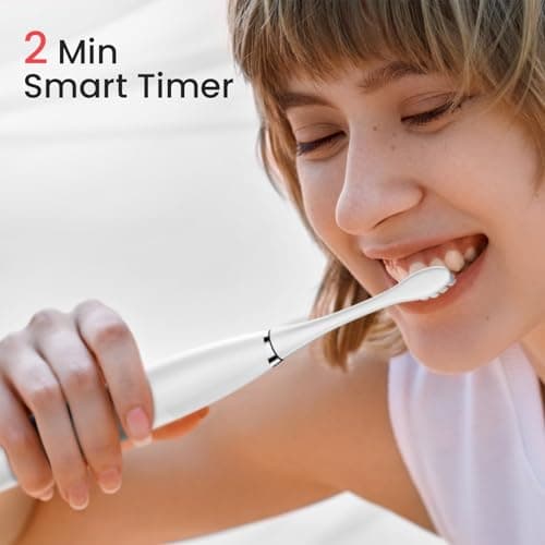 Oclean Sonic Electric Toothbrush TravelGo FlowSet, 180 Days Battery Life, 76000 VPM Motor, 5 Modes, Waterproof, USB C Rechargeable, 6 Replacement Heads & Travel Case, Eco-Friendly Packaging, White — view 4
