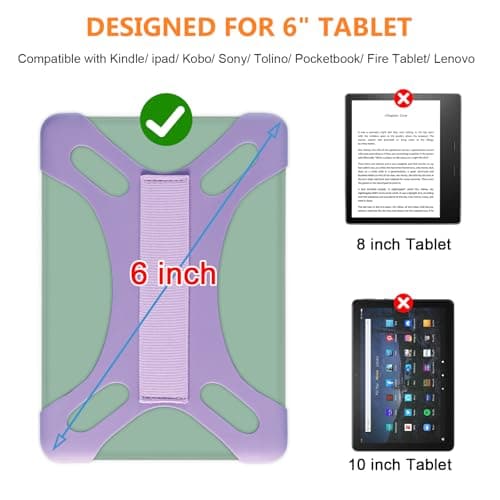 HoYiXi Universal Case for 6 inch Kindle eReader Compatible with Paperwhite(2015/2018)/Pocketbook and Tolino/Kobo Clara HD,For 6'' eReader with High Elasticity Hand Strap,Purple — view 2