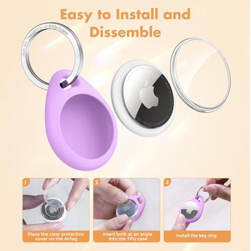 UNBREAKcable 360° Protective Case for AirTag (1st & 2nd Generation) [4 Pack], TPU Full Cover Keyring Holder with 304 Stainless Steel Keychain, Scratch-Resistant Design for Keys, Bags, Luggage — view 3