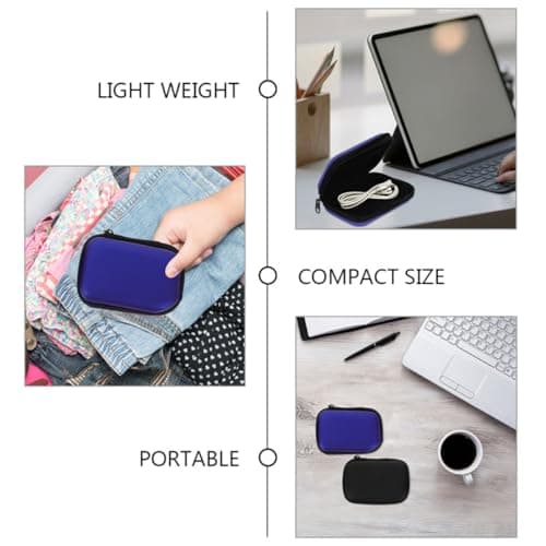 Portable Earphone Organizer Bag 2 Pcs Nylon Aluminium Alloy Black Blue — view 3