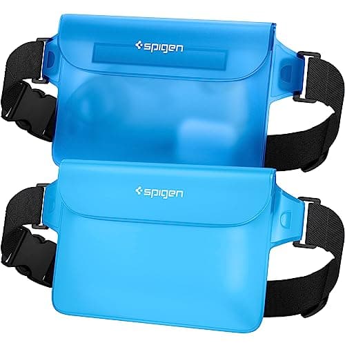Spigen [2 Pack] Aqua Shield Waterproof Dry Bag, [Quad Seal Tech] [Non-Toxic TPU Material] IPX8 Waterproof Bags with Adjustable Waist Strap - Sea Blue