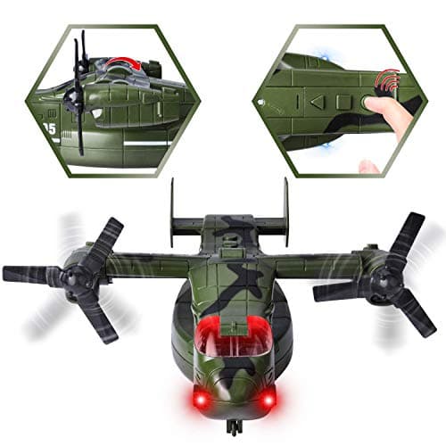 JOYIN MIlitary Vehicle Toy Set of Friction Powered Transport Airplane and Military Truck with Light and Sound Sirens and Soldier Army Men Action Figures for Kids — view 3