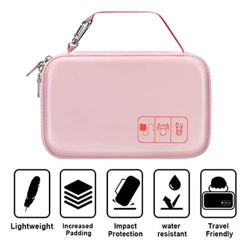 Canboc Hard Travel Electronic Organizer Case for MacBook Power Adapter Charger Cable Apple Magic Mouse Power Bank Apple Pencil USB Flash Disk SD Card Small Portable Accessories Tech Bag, Rose Gold — view 5