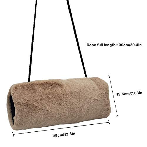 SwirlColor Handmuff, Faux Fur Hand Muff Strap Pocket Design Khaki Hand Warmer for Women 1pcs, with Transparent Hook 1pcs (Khaki) — view 5