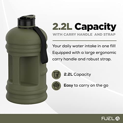 Fuel24 Jug - 2.2 Litre Water Bottle - Extra Strong Flex Material - Drop Proof, Pop or Straw Cap Options - 2.2L Large Gym Sports Bottle, BPA FREE — view 4