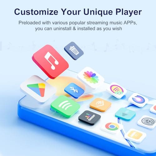 Fanvace Android MP3 Players with Bluetooth WiFi, MP3 & MP4 Players with 4" Touchscreen and Speaker, Spotify MP3 Music Player with Audible, Amazon Music, Parental Controls, Play Store (16GB, Blue) — view 6