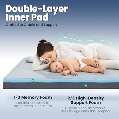 Willpo Memory Foam Camping Mattress with Travel Bag, Lightweight Portable Sleeping Pad for Tents, Guest Beds, Home - Gray, Single — view 2