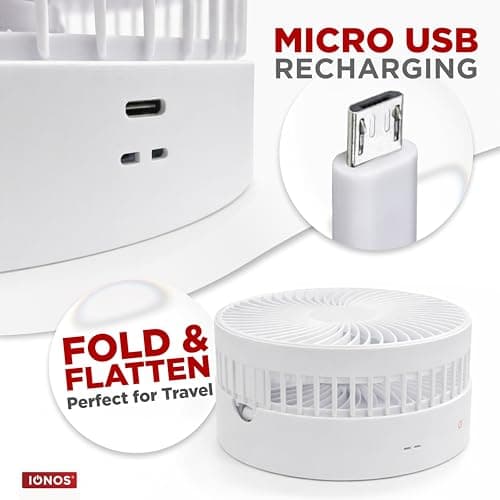 Status IONOS 7" Foldable Rechargeable Desk Fan, White — view 4