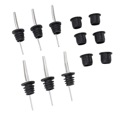Brrnoo 12 Pack Bottle Pour Spouts with Adapters, Stainless Steel Liquor Pour Spouts with Rubber Stopper, Universal Wine & Olive Oil Bottle Pourers for Bar, Kitchen, Whiskey, Syrup — view 2