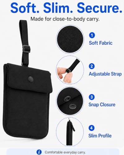 RFID-Blocking Travel Bra Wallet, Hidden Money Pouch with Elastic Strap — view 3