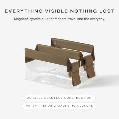 Cadence Parcel - Clear Travel Kit with Zipperless Magnetic Closure - Chestnut, Small - Durable, Leak-Resistant and TSA Approved Toiletry Bag - Modular Organization - Recycled TPU (.5 Qt) — view 2