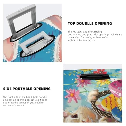 JTNWEC Spring Happy Festival Holiday Print Travel Luggage Cover - Personalization Elastic Suitcase Protector,, Black, L( Fit 25-28 Inch Luggage) — view 5