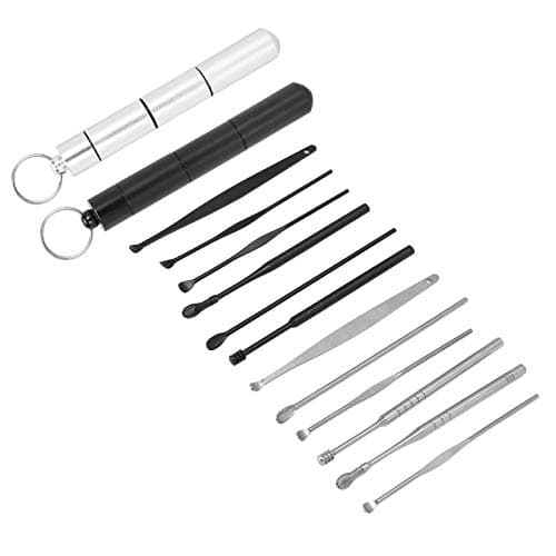 Fabater Earwax Remover Kit, Stainless Steel, 12 Pcs (Black Silver) — view 5