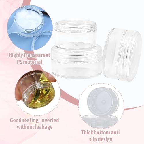 6PCS Leakproof Round Stackable Plastic Sample Pots - 10ml & 20ml Clear Round Pots for Cosmetics & Creams — view 3