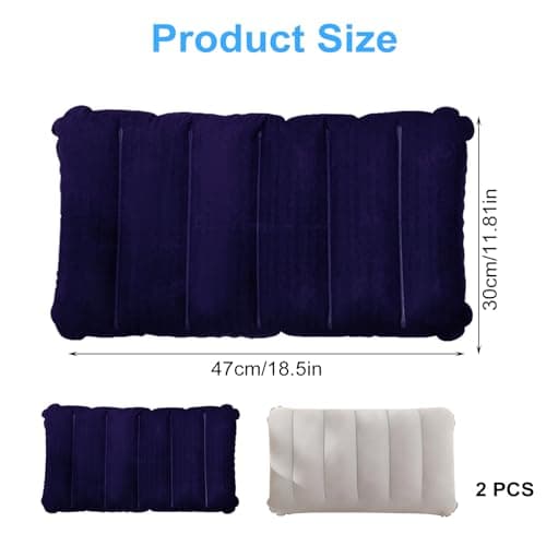 2 Pcs Inflatable Camping Pillow, Soft Flocked Blow Up Pillow for Travel — view 2