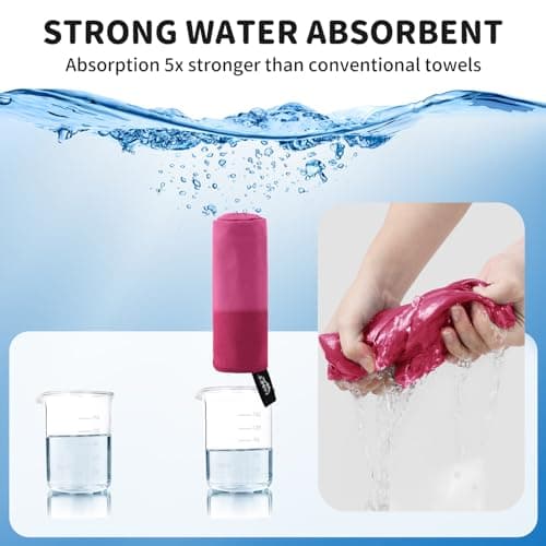 Pameil Microfibre Towel,3 Set(80 x 40cm x2 +160 x 80cm) Large Microfibre,Quick Dry Towel,Gym Workout Travel Swimming Beach Camp Outdoor Hiking (Rose Red) — view 6