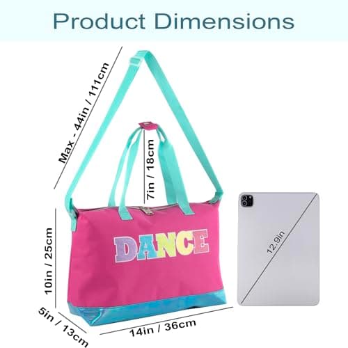 Over The Shoulder Garment Dance Bags for Girls, Teen Dancers, Costumes, Boys | Holographic Glitter Dance Workout Bag for Kids, Competitions, Dance Pink & Blue, Casual — view 5