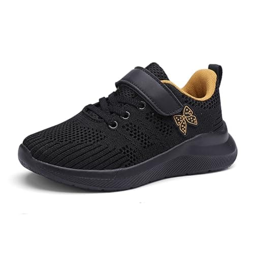2026 Children's Girls Comfortable Fashion Trainers for Outdoor School Running Walking Travel, gold, 2 UK