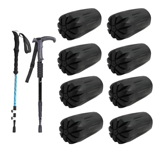 Pack of 8 Nordic Walking Poles Rubber Tips - Durable Replacement Rubber Stoppers for Enhanced Grip on Asphalt, Gravel, and Mountain Terrain - Fit for Hiking and Trekking Poles, 11 x 32 mm