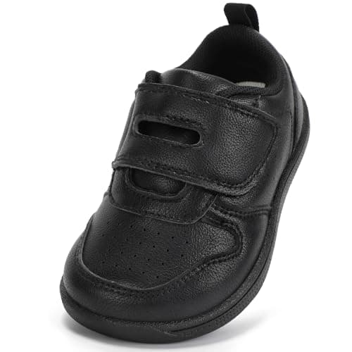 STQ Kids Barefoot Shoes Breathable Wide School Shoes Boys Girls Trainers Soft Toddler First Walking Shoe Non Slip Daycare Sports Running Tennis Sneaker Black 9.5 UK Toddler