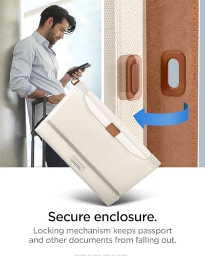 Spigen Passport Card Cover Holder Passport Wallet Travel Documents Organizer Protector Passport Holder Travel Accessories with RFID Blocking Technology SIM Card Pin Included - Dune Beige — view 5