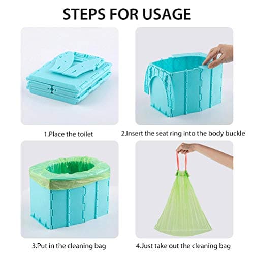 Eleage Folding Commode Toilet Seat Self‑Contained Car Travel Toilet for Kids (Sky-Blue) — view 6