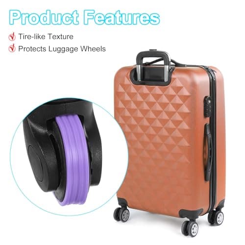 sourcing map 4Pcs Luggage Wheels Covers, Anti-Noise Luggage Wheel Silent Protector Covers for Luggage Suitcases or Office Chairs Caster, Purple — view 3